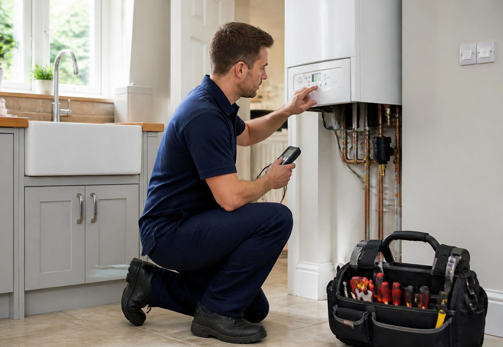 Plumbing and heating engineer attending a home in Wimbledon