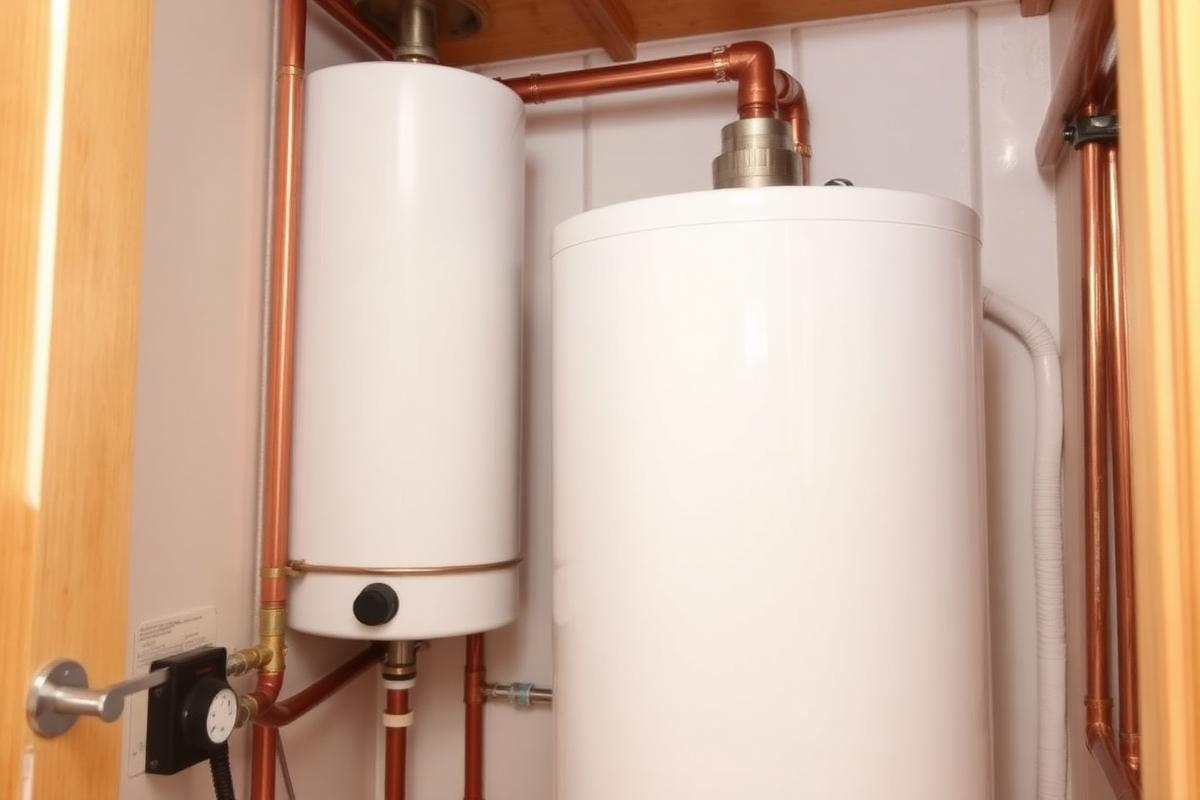 Unvented hot-water cylinder installed in an airing cupboard